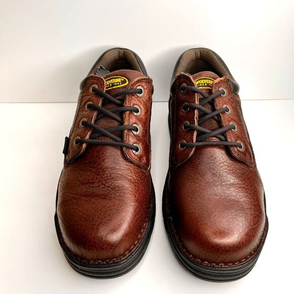 Wolverine Mens US Steel Toe Oxford Brown Leather Slip Resistant Ortholite 8.5 main image 8